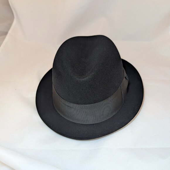 Vintage Adam Black Beaver Fur Felt Fedora Hat - Size 7 1/4 - Picture 3 of 8